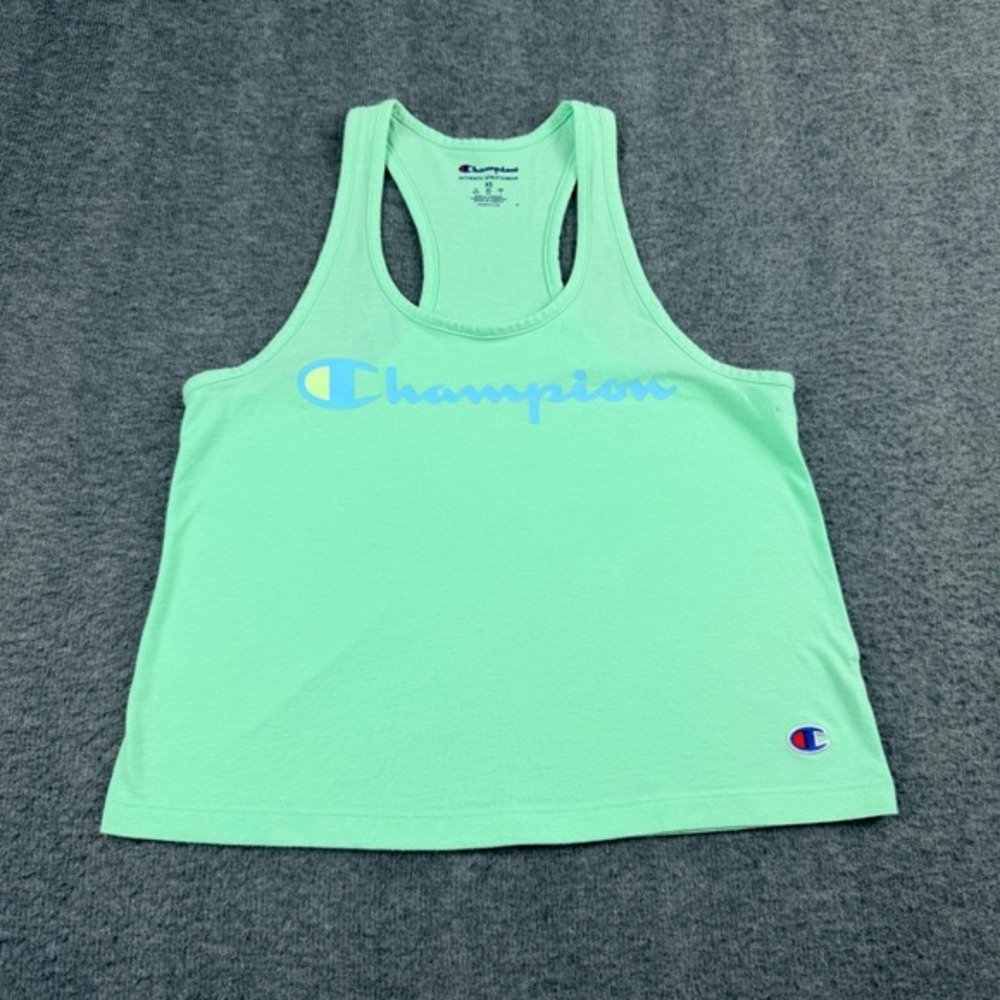 Champion Tank Top Women's XS Green Racerback Script Logo Activewear W5682020‎